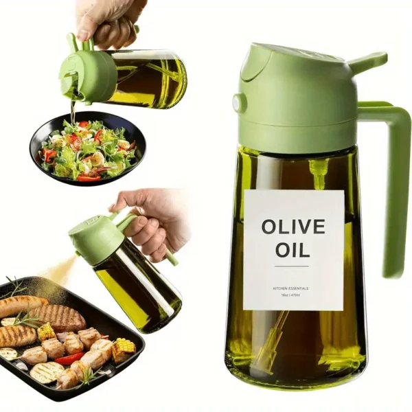 2-in-1 Spray Bottle, 470ml, Suitable for Cooking, Salad Dressing, Air Fryer, Baking Kitchen Oil, Vinegar Spray Bottle Leak Proof