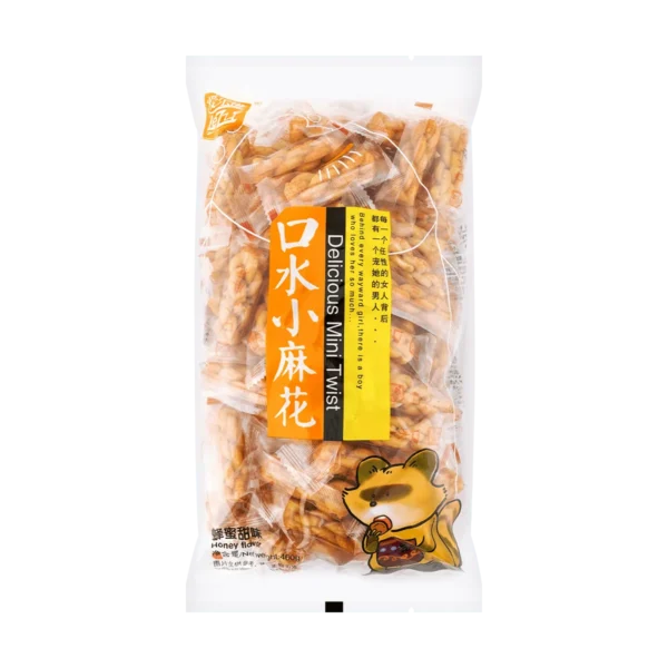 [6 Packs] LZ Honey Flavor Fried Mini Dough Twists - 17.6oz Each, Crunchy Snack Treats